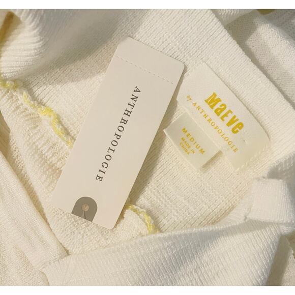 Maeve Anthropolgie NWT Super Soft White & Yellow Striped Tank Top Size Medium - Picture 6 of 6